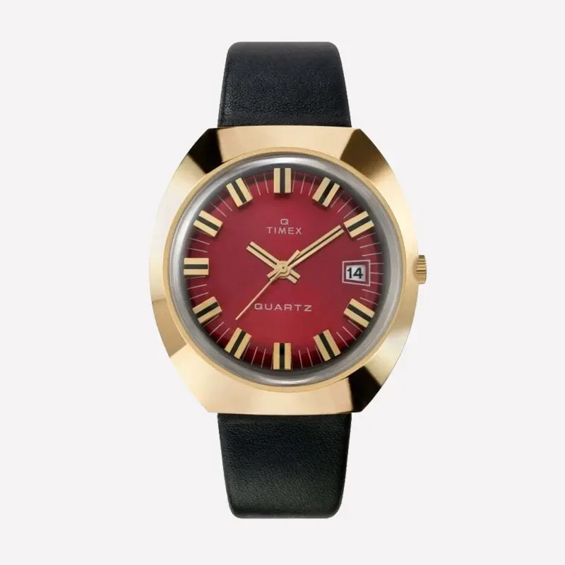 Timex 1972 Reissue Burgundy Dial Gold Bezel Men's Watch- TW2V25400